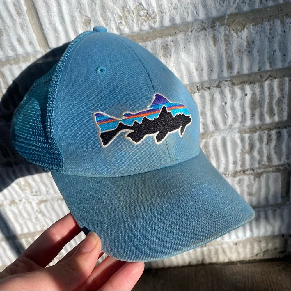 Blue Mesh Patagonia Baseball Cap Fishing Hat
